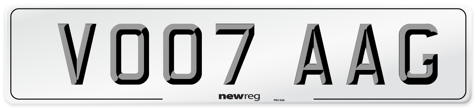 VO07 AAG Number Plate from New Reg